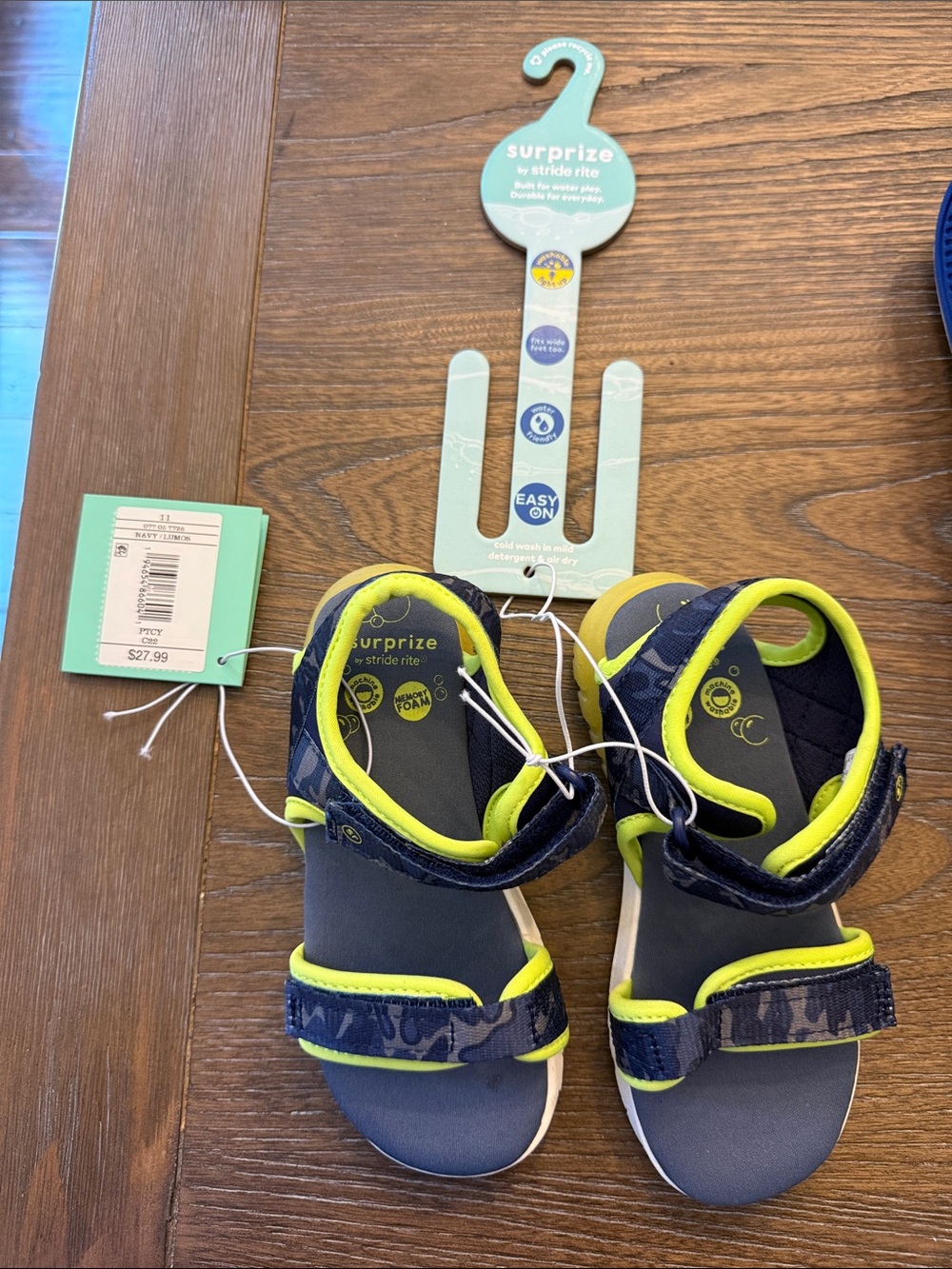 Stride Rite Navy and Lime Kids' Sport Light Up Sandals